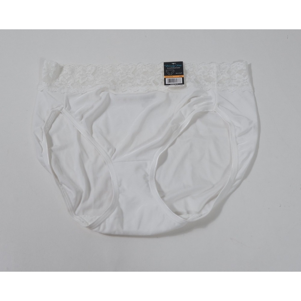 Vanity Fair Panties Women 7/L White Illumination Hi-Cut Lace Waist 13101